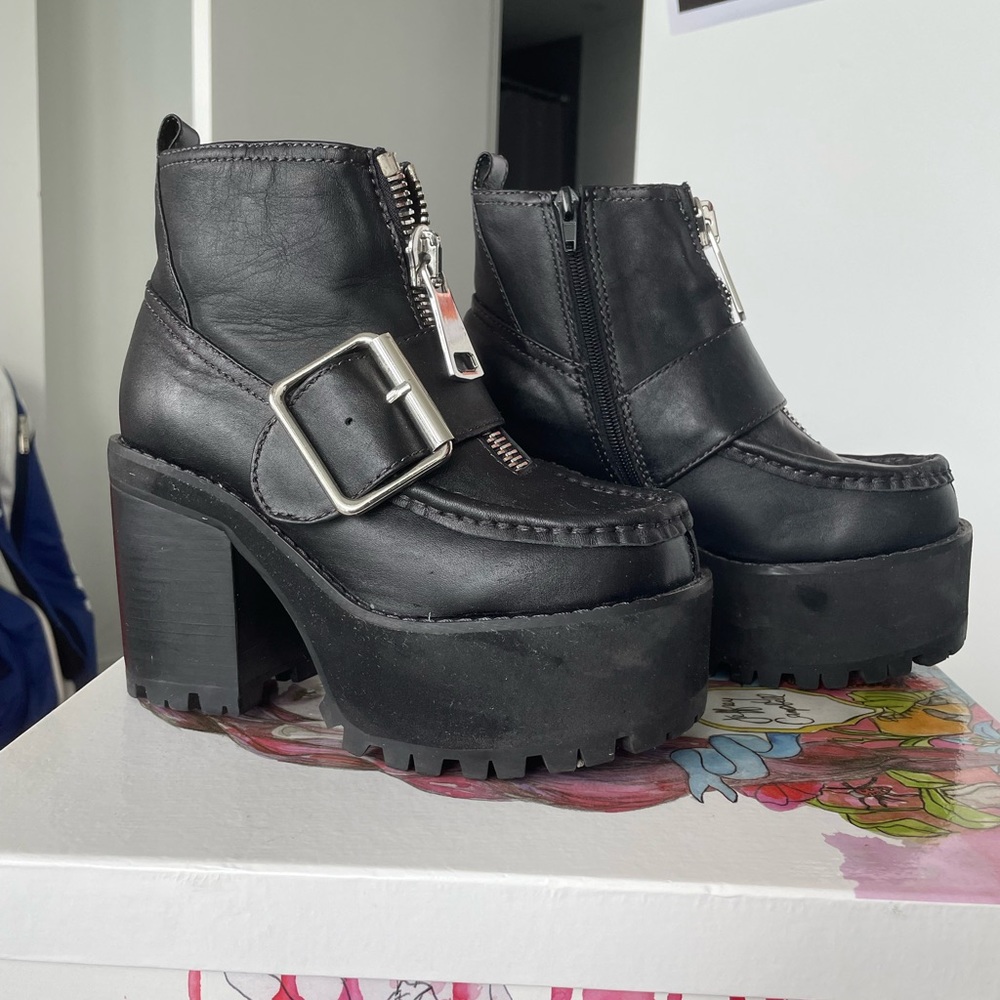 Black Jeffrey Campbell Staley Boots with Platform Heel